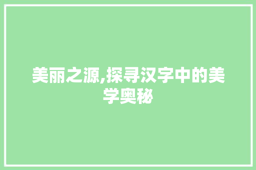 美丽之源,探寻汉字中的美学奥秘