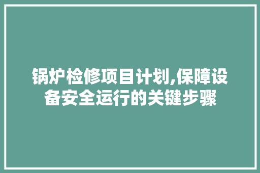 锅炉检修项目计划,保障设备安全运行的关键步骤