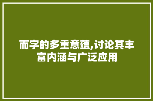 而字的多重意蕴,讨论其丰富内涵与广泛应用