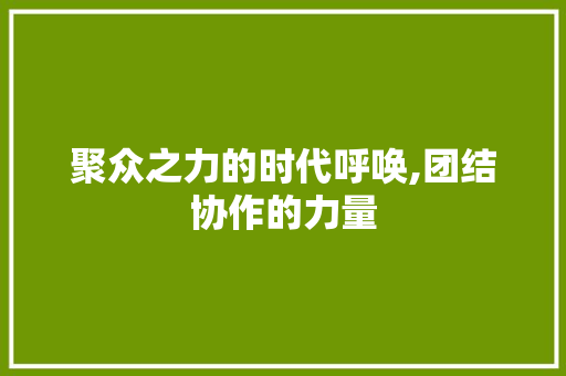 聚众之力的时代呼唤,团结协作的力量