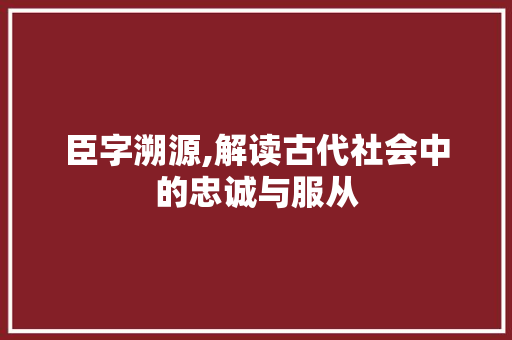 臣字溯源,解读古代社会中的忠诚与服从