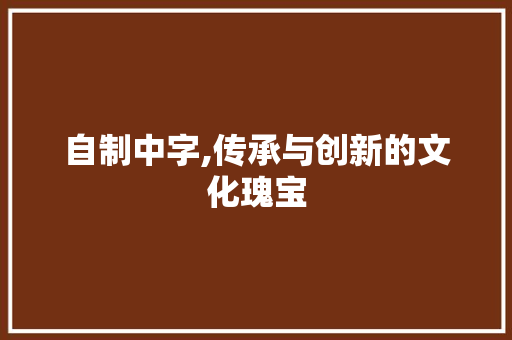 自制中字,传承与创新的文化瑰宝