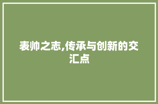 表帅之志,传承与创新的交汇点