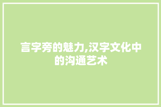 言字旁的魅力,汉字文化中的沟通艺术