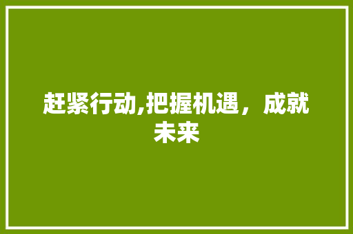 赶紧行动,把握机遇，成就未来