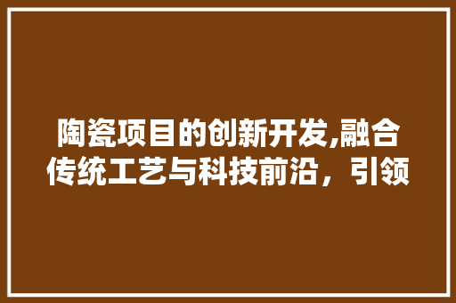 陶瓷项目的创新开发,融合传统工艺与科技前沿，引领未来家居潮流