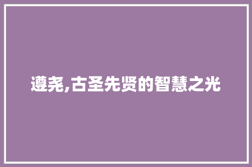 遵尧,古圣先贤的智慧之光