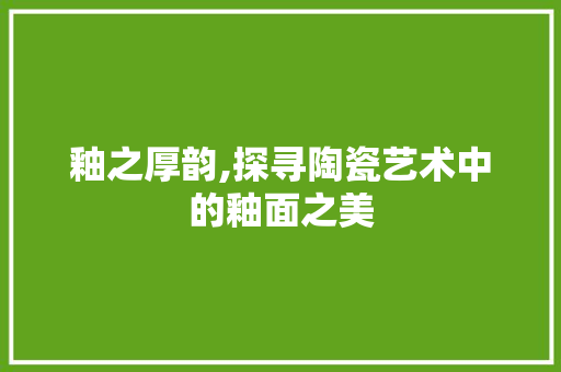 釉之厚韵,探寻陶瓷艺术中的釉面之美