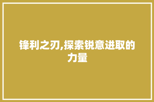 锋利之刃,探索锐意进取的力量