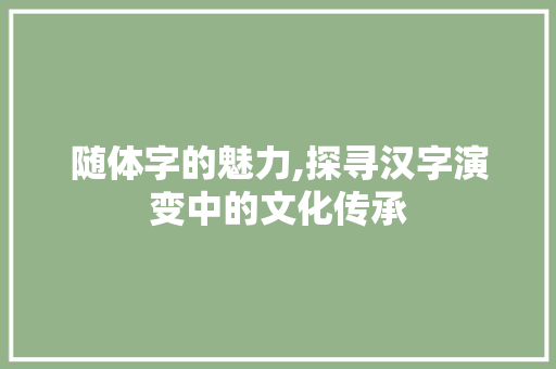 随体字的魅力,探寻汉字演变中的文化传承