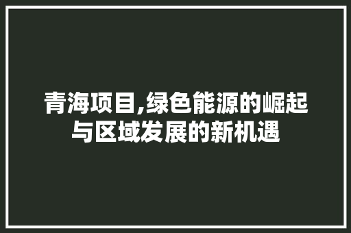青海项目,绿色能源的崛起与区域发展的新机遇 英语单词