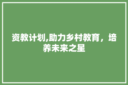 资教计划,助力乡村教育，培养未来之星