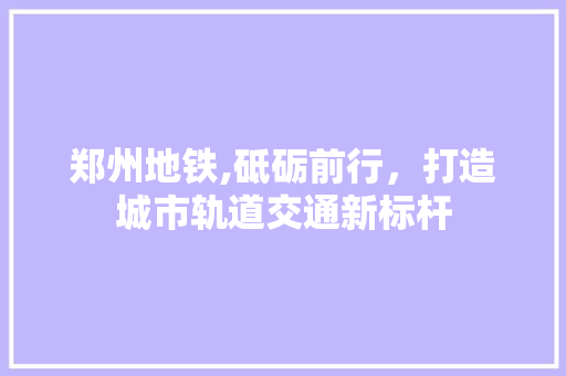 郑州地铁,砥砺前行，打造城市轨道交通新标杆