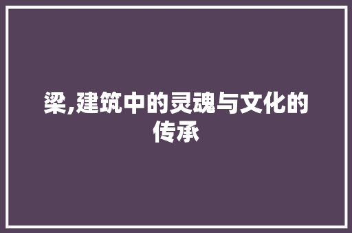 梁,建筑中的灵魂与文化的传承