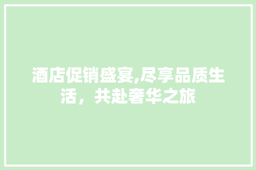 酒店促销盛宴,尽享品质生活，共赴奢华之旅