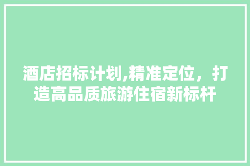 酒店招标计划,精准定位，打造高品质旅游住宿新标杆