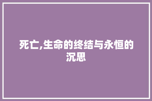 死亡,生命的终结与永恒的沉思