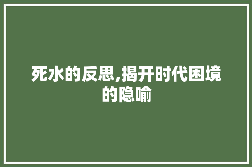 死水的反思,揭开时代困境的隐喻 汉字拼音