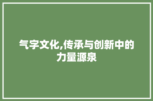 气字文化,传承与创新中的力量源泉