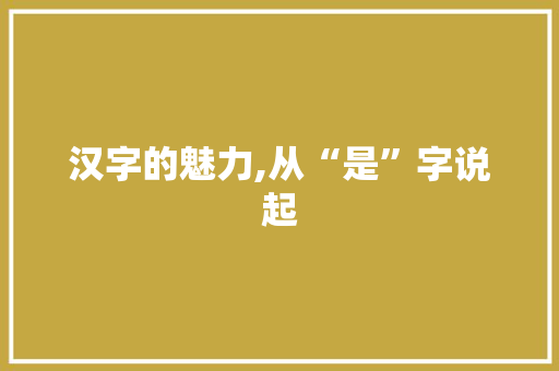 汉字的魅力,从“是”字说起