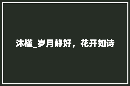 沐槿_岁月静好，花开如诗