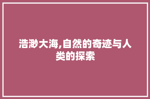 浩渺大海,自然的奇迹与人类的探索