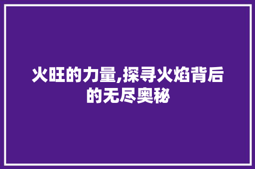 火旺的力量,探寻火焰背后的无尽奥秘