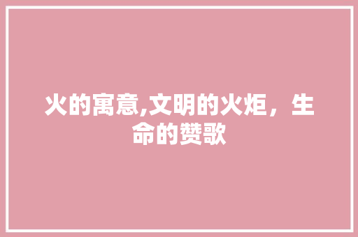 火的寓意,文明的火炬，生命的赞歌
