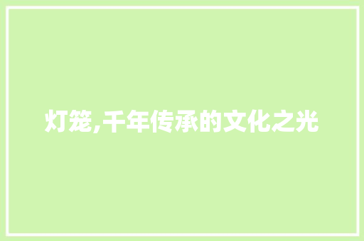 灯笼,千年传承的文化之光