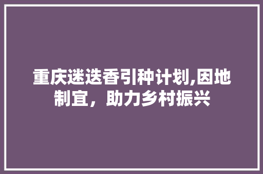 重庆迷迭香引种计划,因地制宜，助力乡村振兴