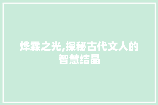 烨霖之光,探秘古代文人的智慧结晶