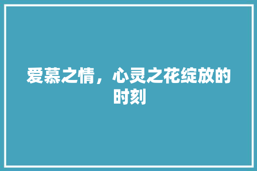 爱慕之情，心灵之花绽放的时刻
