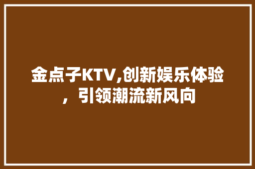 金点子KTV,创新娱乐体验，引领潮流新风向