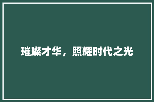 璀璨才华，照耀时代之光