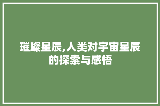 璀璨星辰,人类对宇宙星辰的探索与感悟