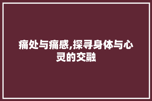 痛处与痛感,探寻身体与心灵的交融