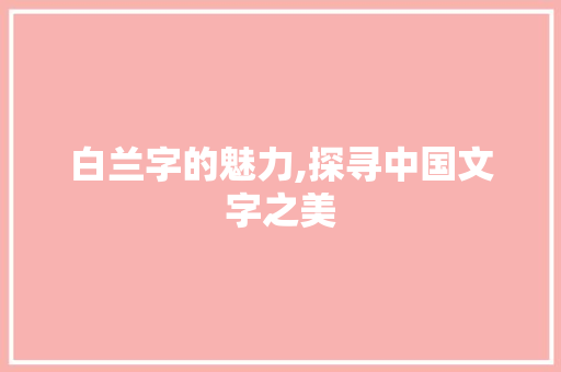 白兰字的魅力,探寻中国文字之美