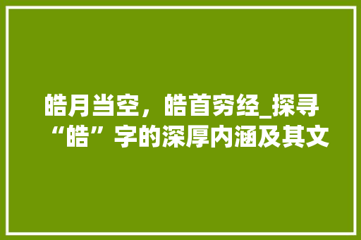 皓月当空，皓首穷经_探寻“皓”字的深厚内涵及其文化意义
