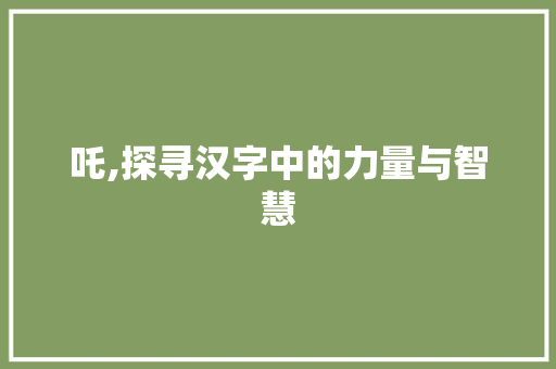 吒,探寻汉字中的力量与智慧