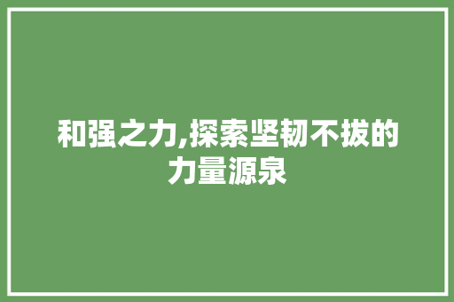 和强之力,探索坚韧不拔的力量源泉