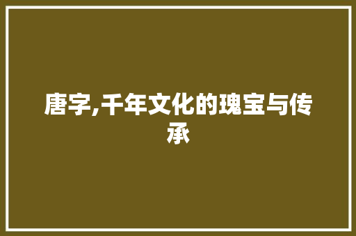 唐字,千年文化的瑰宝与传承