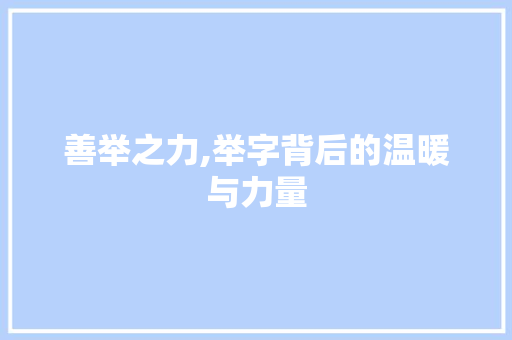 善举之力,举字背后的温暖与力量 短语