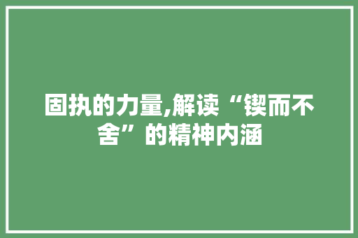 固执的力量,解读“锲而不舍”的精神内涵