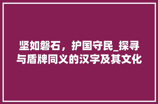 坚如磐石，护国守民_探寻与盾牌同义的汉字及其文化内涵