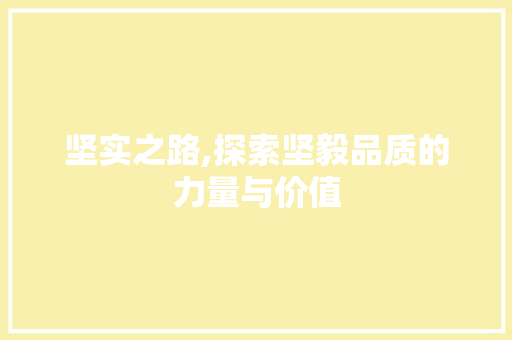 坚实之路,探索坚毅品质的力量与价值