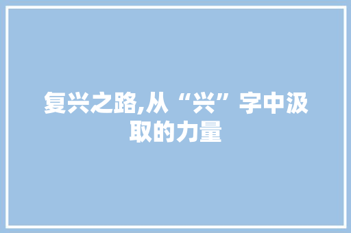 复兴之路,从“兴”字中汲取的力量
