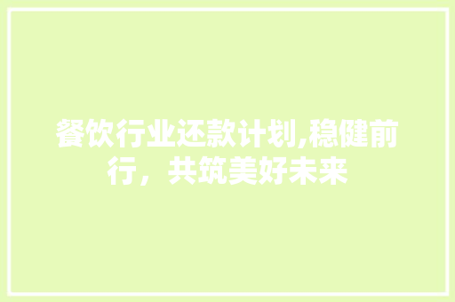 餐饮行业还款计划,稳健前行，共筑美好未来