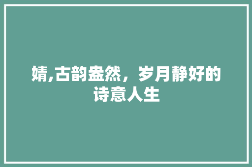 婧,古韵盎然，岁月静好的诗意人生