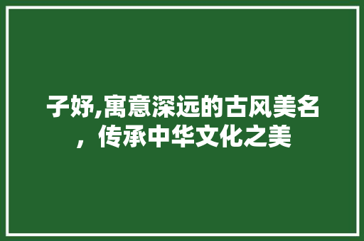 子妤,寓意深远的古风美名，传承中华文化之美