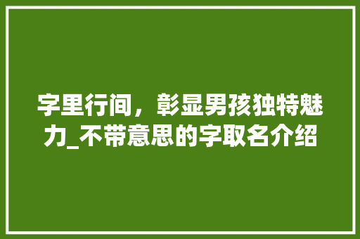 字里行间，彰显男孩独特魅力_不带意思的字取名介绍